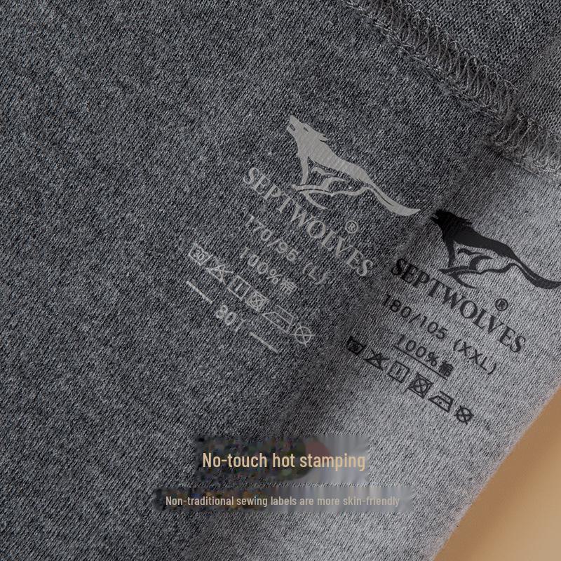 Pánská bavlněná sada spodního prádla Septwolves se středním výstřihem: Podzim/Zima Vrchní a spodní díl.