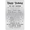 Alotozo Personalized Birthday Card for Sister - Laser Engraved Stainless Steel Wallet Card, Sister Birthday Gift, Durable Bday Keepsake