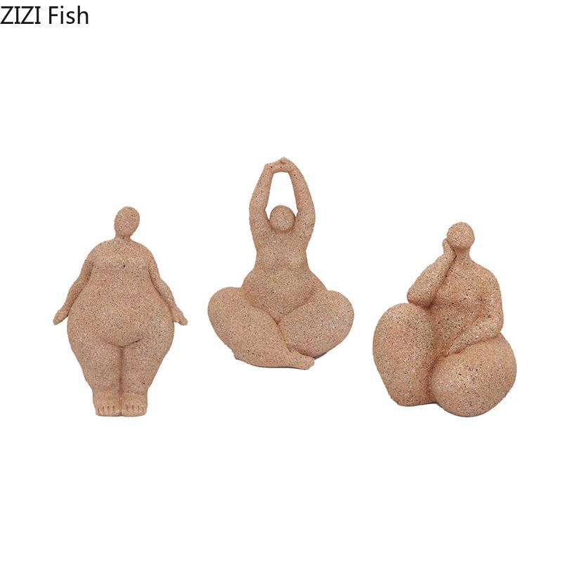 Fette Mädchen Yoga Figuren Statue Schreibtisch Dekoration Ornamente Fette Frau Tänzerin Abstrakte Figur Harz Skulptur Raum Ästhetische Deko