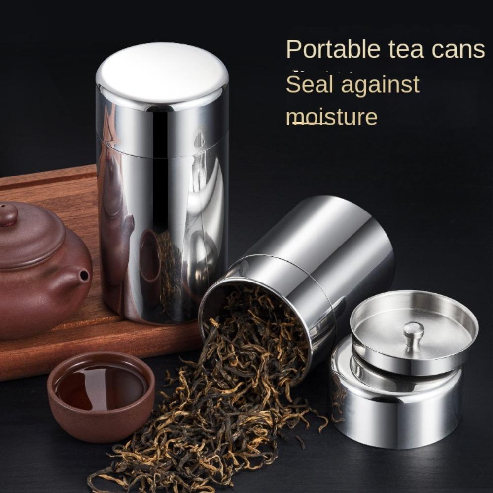 Large Capacity Tea Jar Stainless Steel Storage Box Portable Tea Tin for Home&Travel