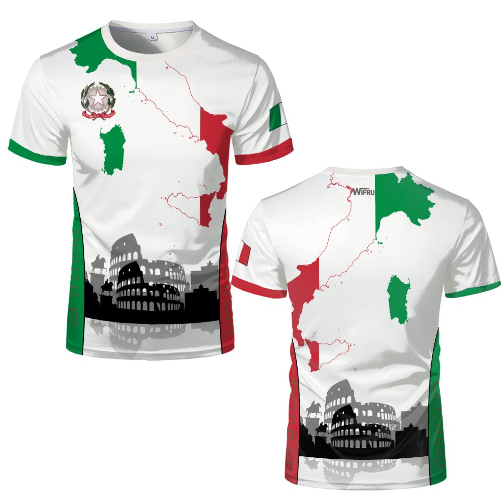 

Italy Flag Print Football T-shirt Italian Outdoor Sports Quick-drying Breathable Jersey Men s and Women s Casual Streetwear XL