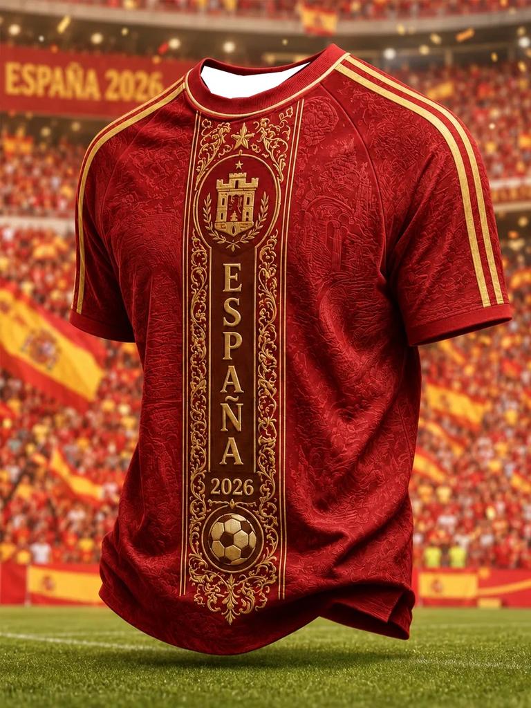 2026 New Spanish 3D Printed Soccer Jersey Family Matching T-Shirt, Suitable for Everyday Wear and Training.