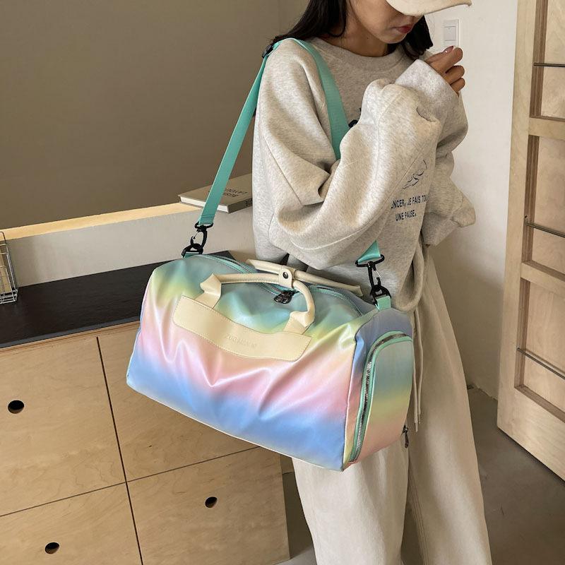 Fashion Gradient Dry Wet Separation Gym Bag Personalized Fresh Design Outdoor Hand-Hand Shoe Warehouse Trendy Travel Bag
