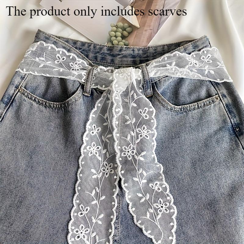 

1pc Vintage Style Lace Scarf Belt Headband – Elegant Long Ribbon with Floral Design, Machine Washable, Suitable for Weddings
