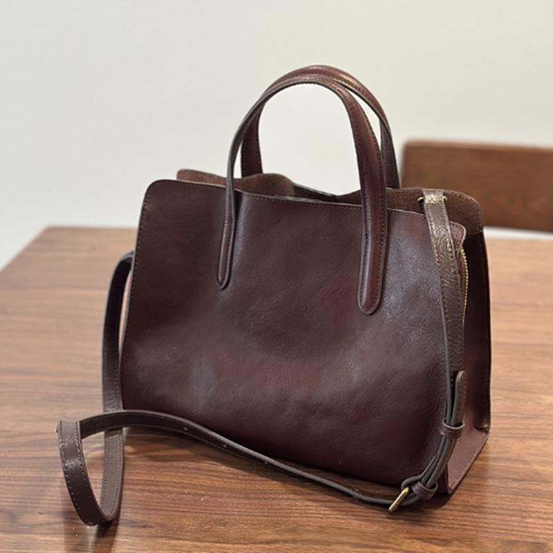 2026 spring new portable top layer cowhide women's casual Tote bag small leather single shoulder crossbody bag