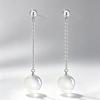 925 Sterling Silber Einfaches Temperament Quastenperlen Katzenauge Mondstein Ohrringe Geburtstagsfeier Jahrestag Geschenk