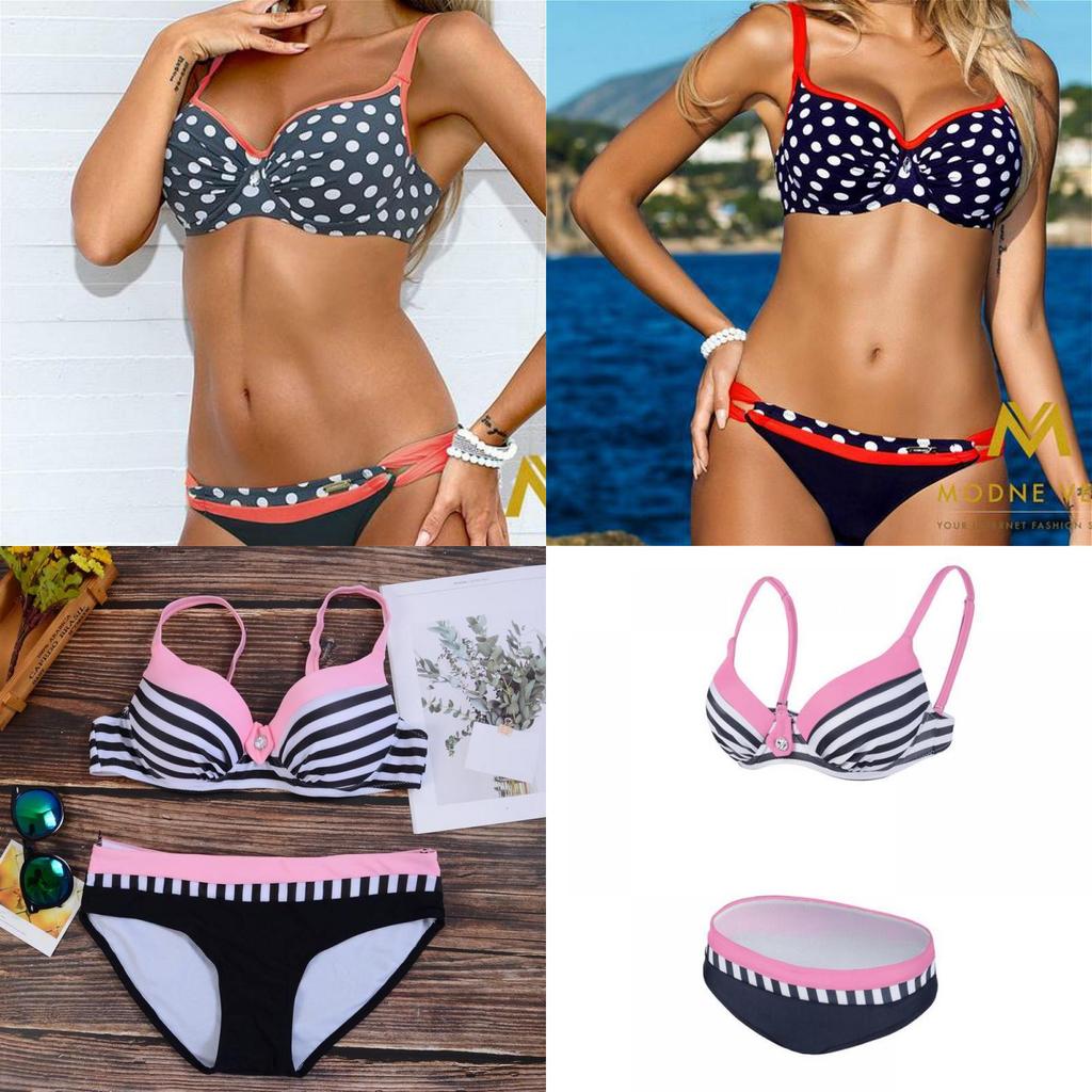 Trendy 2018 Fashion Bikinis Set For Women With Push-up Padded Design And Polka Dots