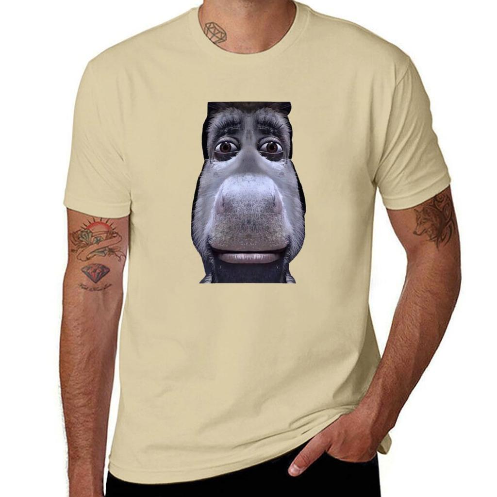 Donkey Casually Looking Down On You MEME T-Shirt Aesthetic Clothing Summer Tops Cute Tops Men's Cotton T-shirt