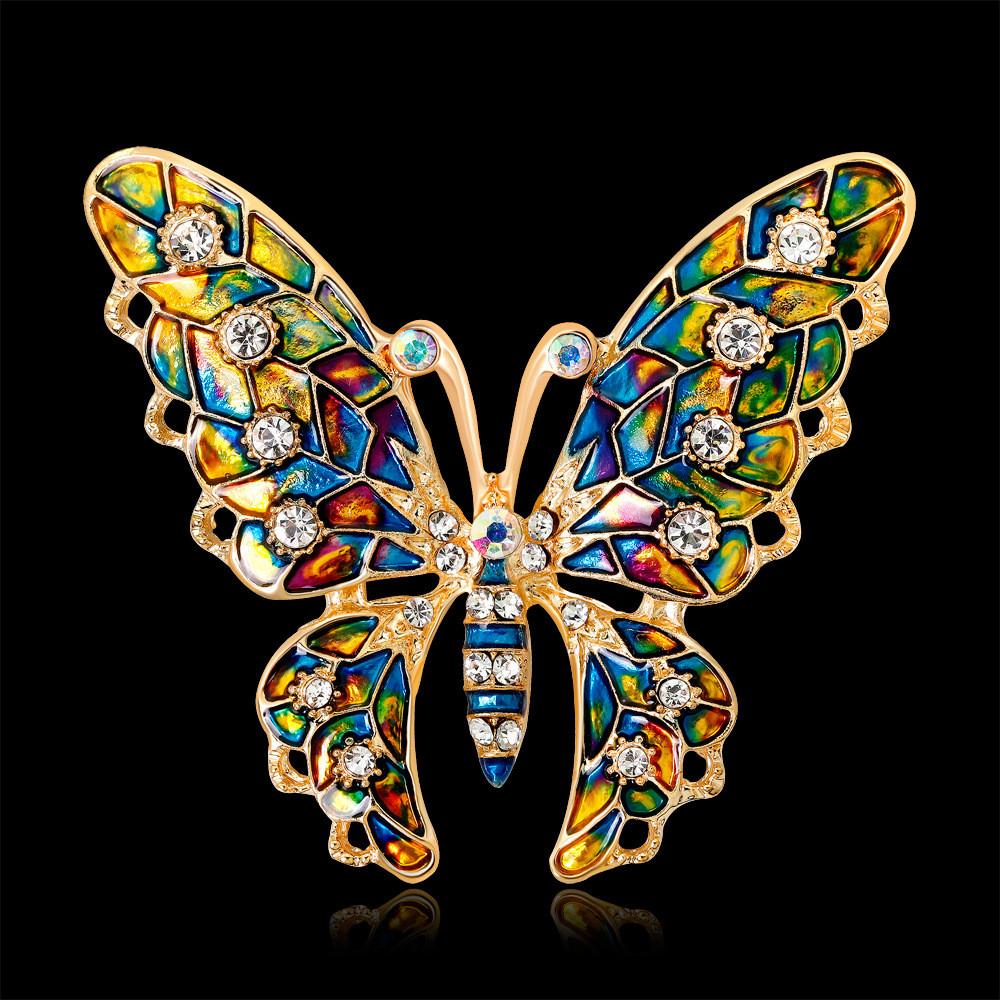 Butterfly Jewelry Pin With Drop Oil Craft For Fashion Females