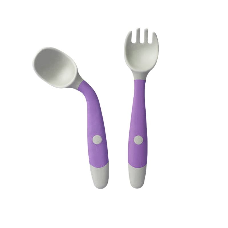 Heat Resistant Food Flexible PP Baby Rotatable Coaching Spoon & Fork Feeding Spoons