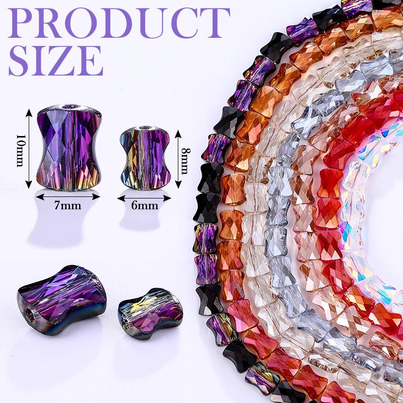 Bamboo Glass Beads AB Color Faceted Flat Curved Waist Column Crystal Loose Spacer Bead for DIY Crafts Earring Bracelet Jewelry