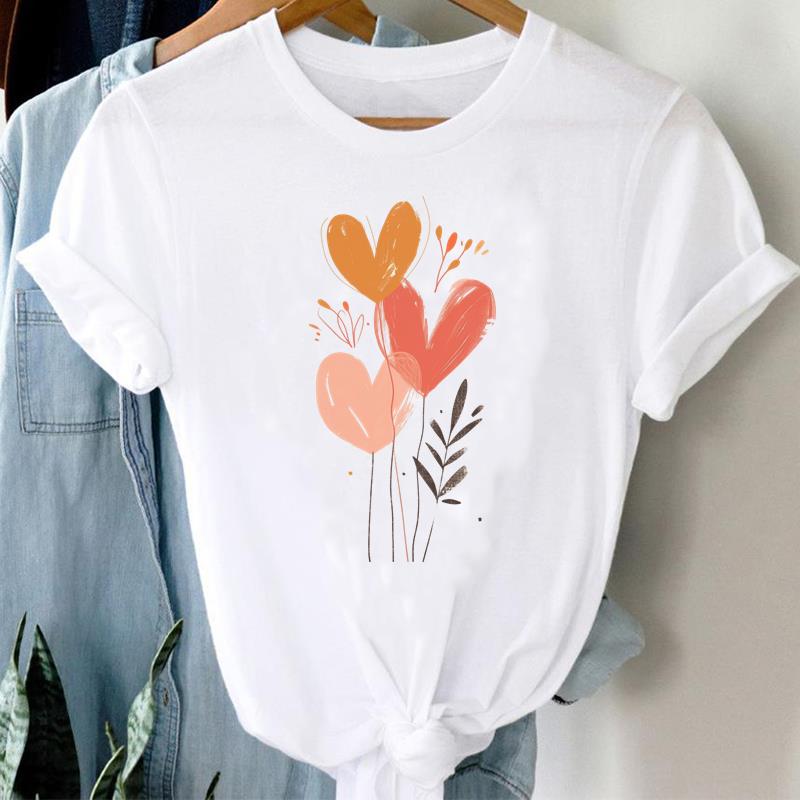 (Asian Size) Women Printed Tee Fashion Lady love letter style  Clothing Casual T Shirt Female Top Graphic Short Sleeve T-shirts