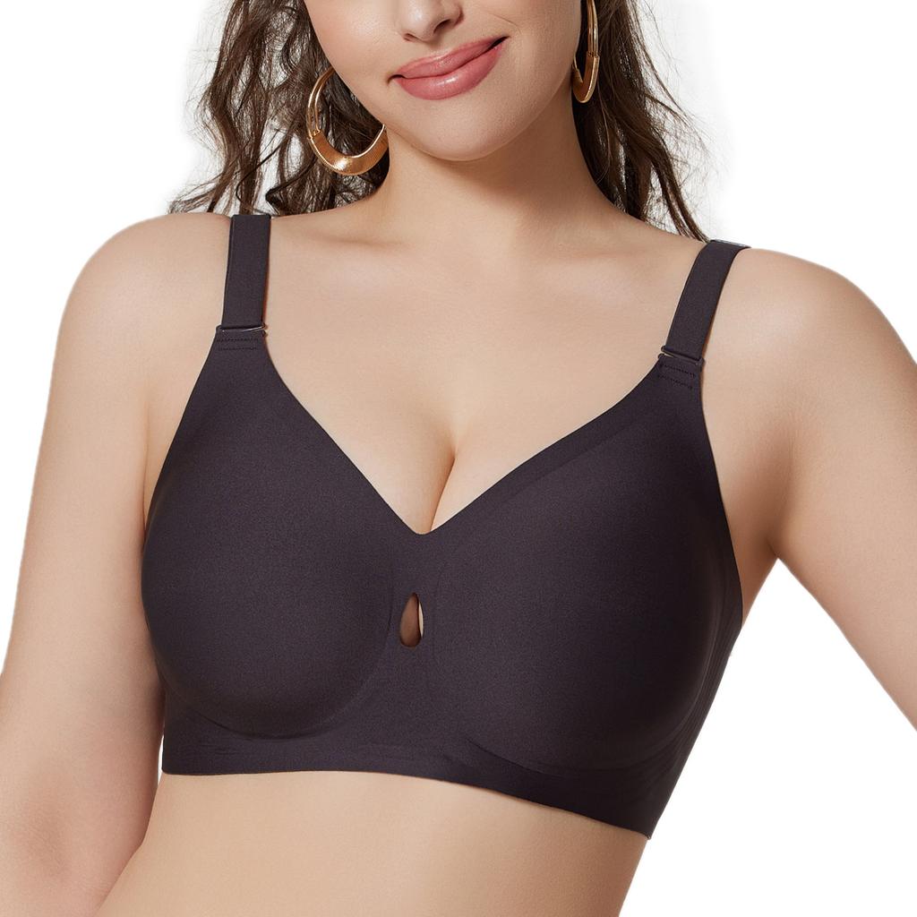 Plus Size Thin Cup Seamless Wireless Bra Water Drop Soft Jelly Cup Gathered Comfort Daily Intimates for Women