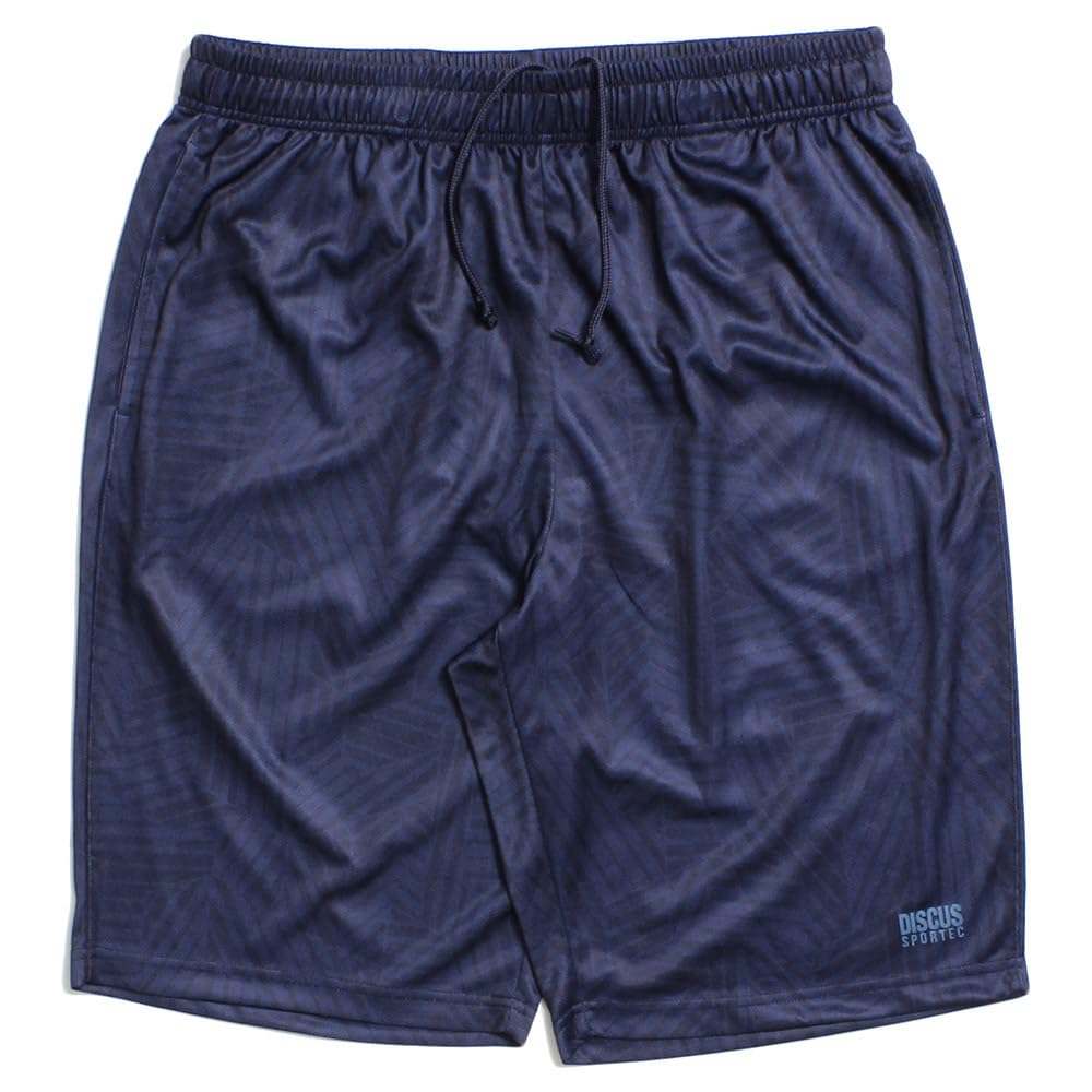 One Colors DISCUS Men's Plus Size Shorts, Sweat-Wicking, Quick-Drying, Dry Mesh, All-Over Logo Print, Navy (Size 3L) (67)