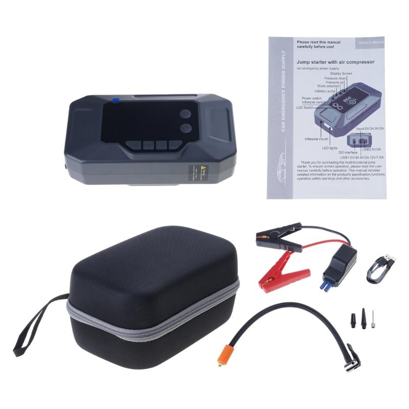Portable Car Jump Starter & Tire Inflator Air Compressor With 8000mAh Battery 600A Emergency Power Suitable For Vehicles
