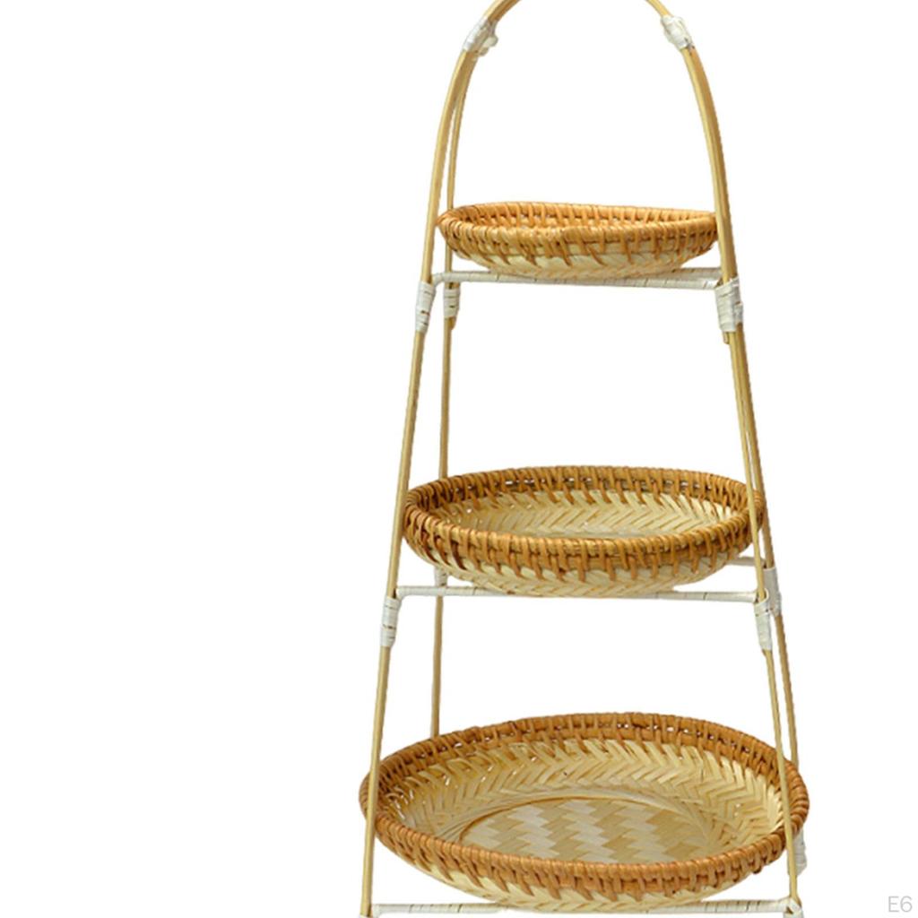 Bambuskorb Tablett Obstständer Servieren Handgefertigt Gewebt Aufbewahrung für Festival