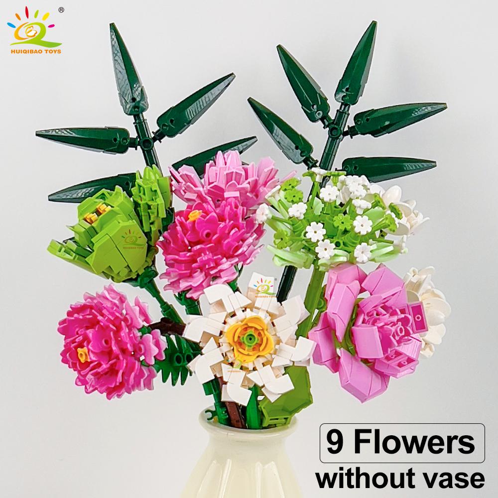 Non-Toxic Moc Flower Model Building Block Set Diy Eternal Bouquet Bricks Kit Toy For Children Home Desk Decoration Xmas Gift