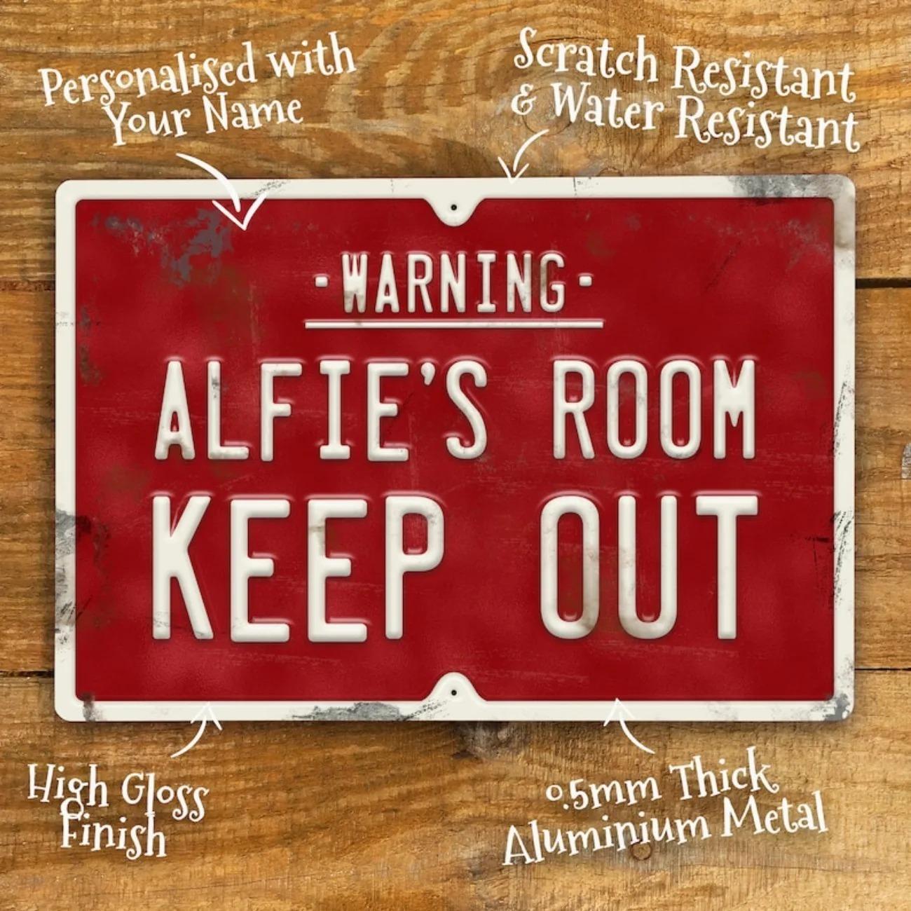

Vintage Metal Sign Keep Out Warning Plaque Custom Engraved Door Wall Decor