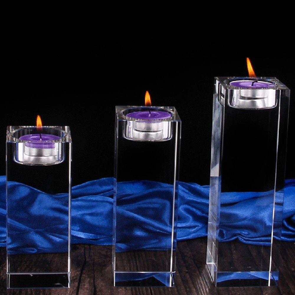 Modern Crystal Candle Holders Glass Butter Lamp Holder Creative Candlestick Ornaments  Indoor
