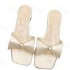 Fashion 2025 Summer New Style Bow Designed Elegant Slippers Women's Thick Heels Oped Toes Outdoor Beach Comfortable Lightweight Sandals