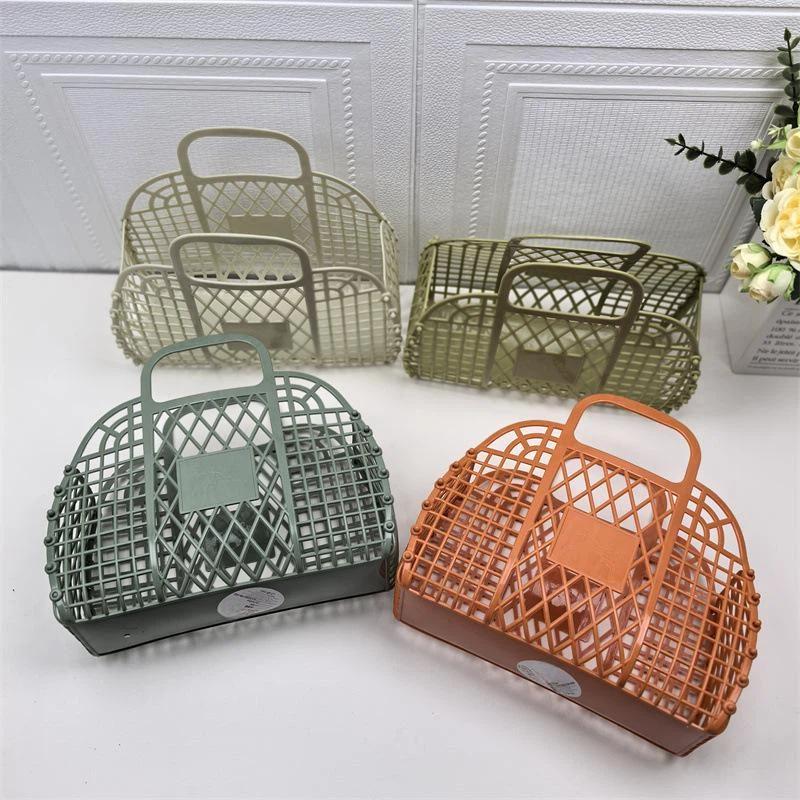 Plastic Bath Storage Basket Portable Hollow Out Quick Dry Bathroom Organizer for Home College Dorm Gym Shopping Use
