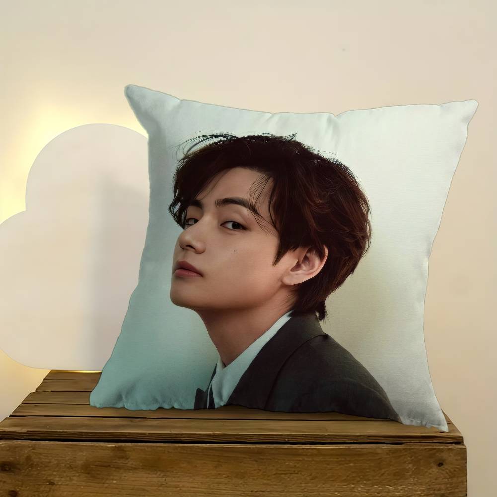 Singer Kim T-Tae-Hyung Office Cushion Pillowcase Car Cushion Cover45X45Cm Lumbar Pillowcase Sofa Pillowcover