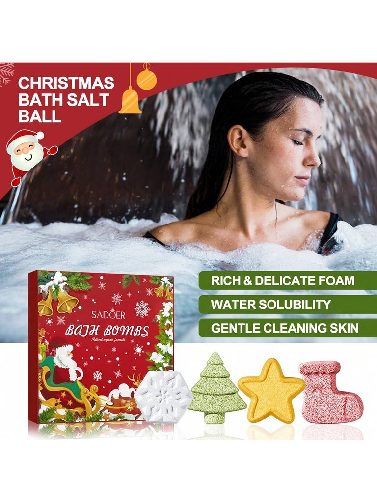 4Pcs Set CHRISTMAS BATH SALT BALL. Clean The Body. Moisturize And Improve Skin Condition. Promote Sm