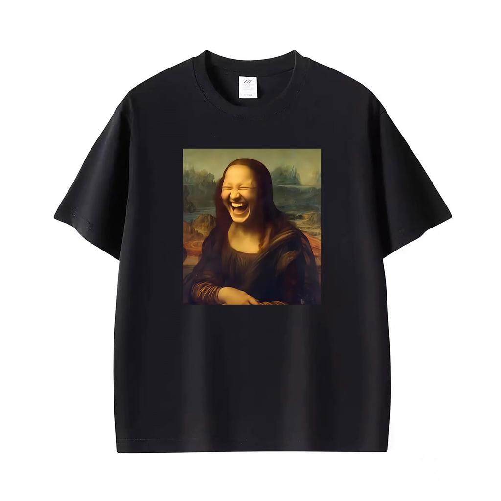 Mona Lisa Lustiges Meme Künstler Grafik T-Shirts Unisex Kleidung Cooles Vintage Streetwear T-Shirts Sommer Übergröße Lässiges T-Shirt Oberteile