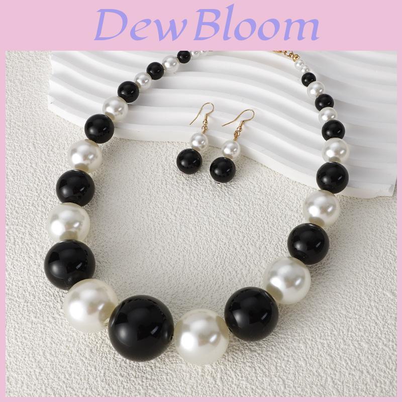 Geometric Pearl Necklace And Earring Set For Women In Summer
