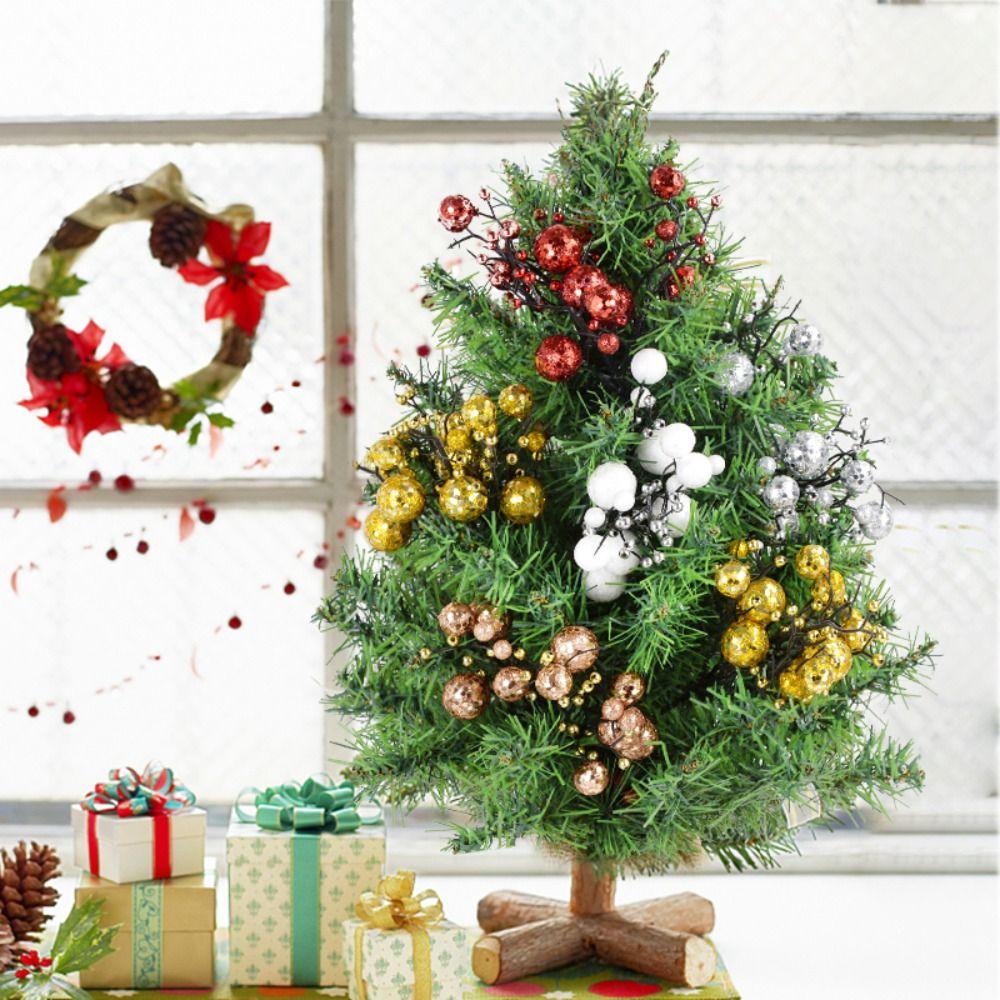 Bright Color Christmas Glitter Berries Branches Realistic Christmas Ornament Holiday