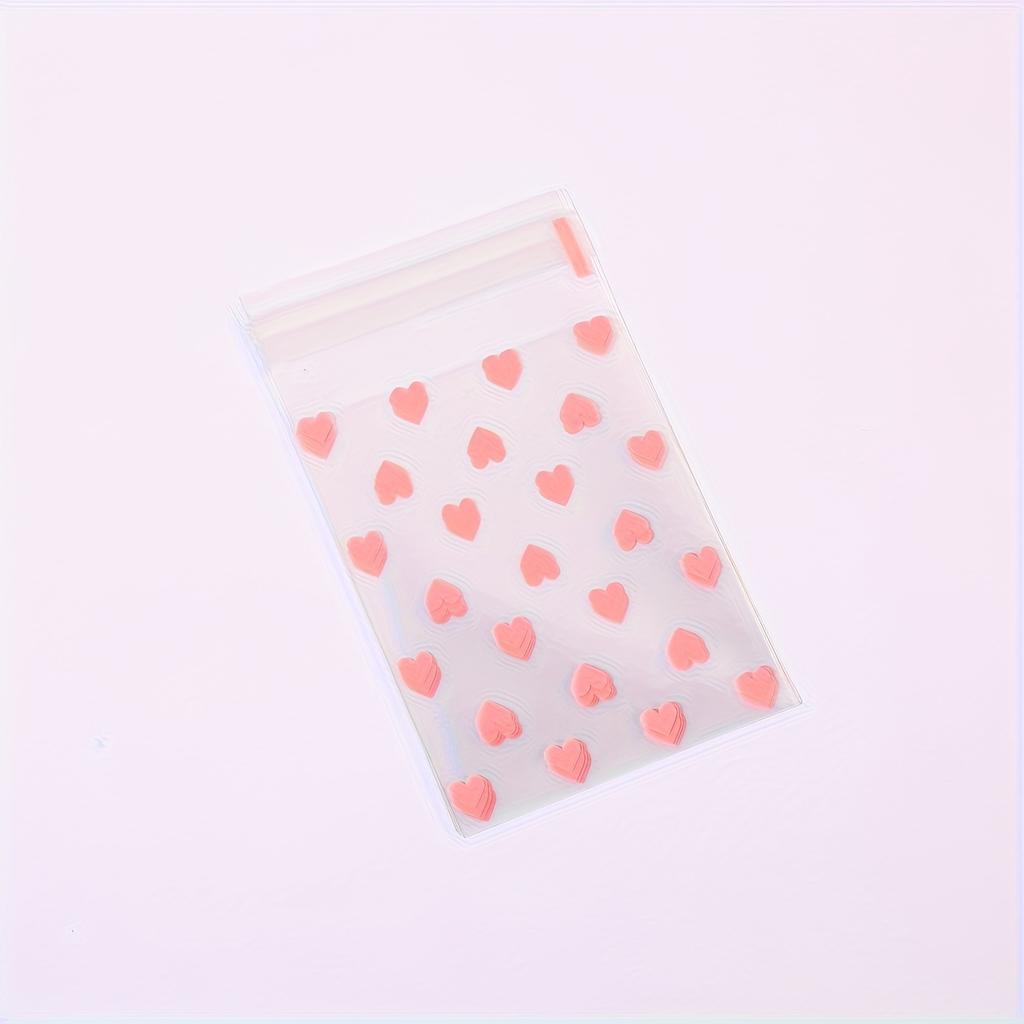 50 st Återanvändbara Rosa Hjärtformade Självhäftande Påsar | Perfekta för Festpåsar, Grattiskort och Små Presentförpackningar