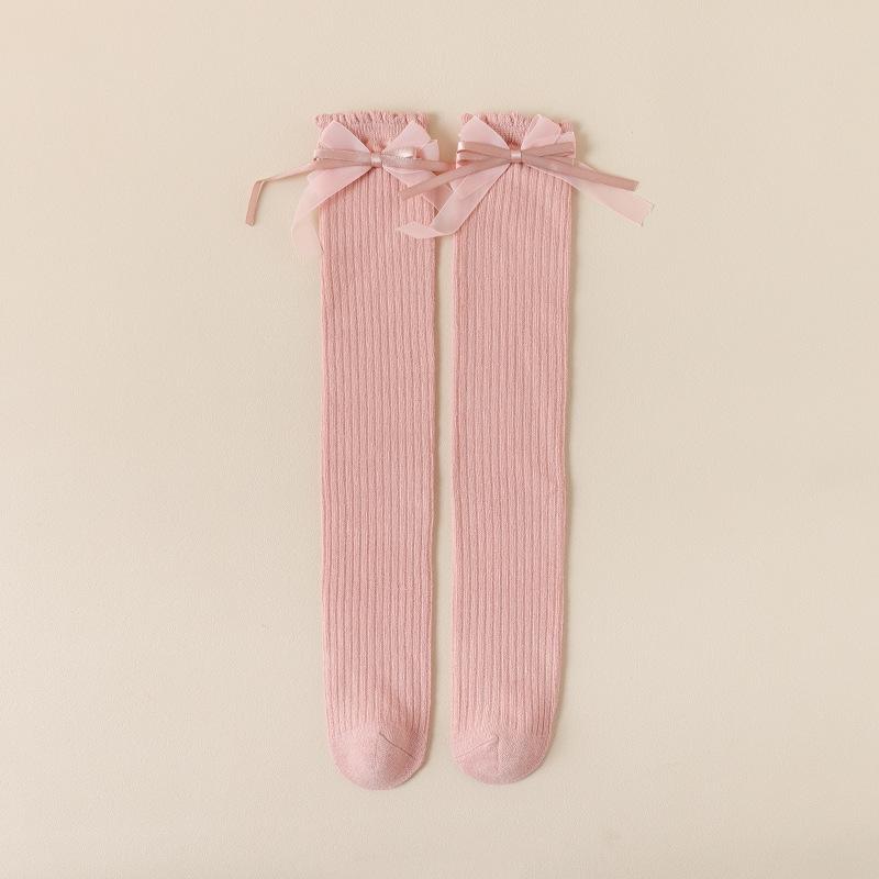 New Kids Girls Bow Long Socks Spring Autumn Cotton Over The Knee High Socks Cute Baby Lolita Stockings