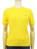 POLO Ralph Lauren Short Sleeve Cotton Cable Crew Neck Size Yellow Women's Sweater, Small, (Product Code 01020123)