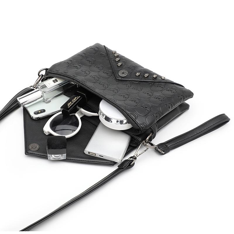 Street Trend PU Women's Bag Single Shoulder Skull Head Diagonal Cross Handheld Personalized Embossed Women's Bag