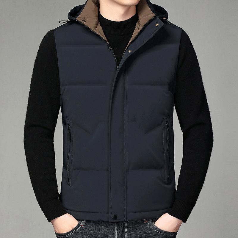 Men's New Winter Down Removable Hooded Vest