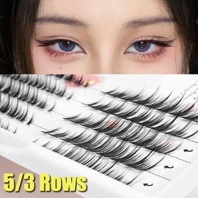 5/3 Reihen Einzelbüschel-Wimpern, flauschig, C-Curl, segmentiert, natürlich, gefälschter Nerz, Fuchsaugen-Effekt, Make-up-Wimpern, Verlängerung, falsche Wimpern