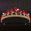 Red Crystal Tiaras and Crowns Headband for Women Party Rhinestone Diadem Bridal Wedding Hair Accessories Jewelry Crown Tiara