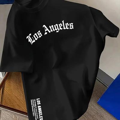 Los Angeles Letter Print Cotton Tshirt 2026 Summer New Style Suitable for Both Unisex and Women Comfortable and Casual