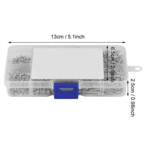Machine Screw Kit, M2 Self-Tapping Screw Set, 800-Piece Screw and Nut Kit, M2 Cross Drive Flat Head Self-Tapping Screws, Woodworking Fastener Box Incl
