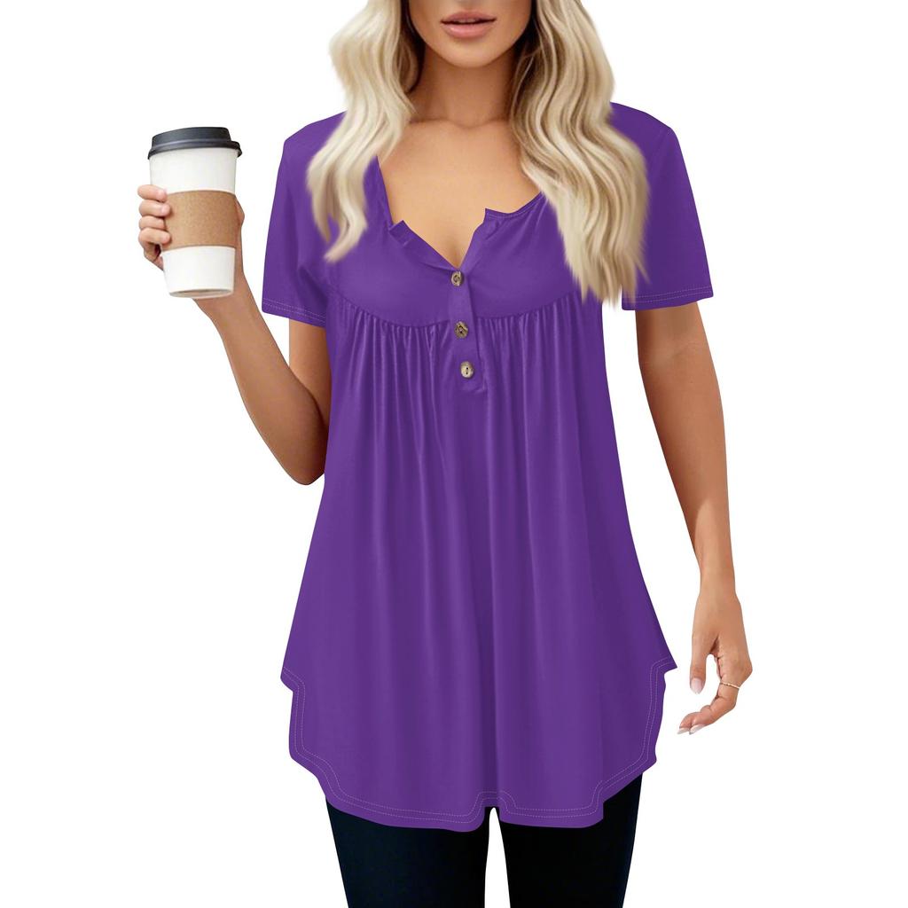 Damen Freizeit T-Shirt Rundhals Pullover Kurzarm Top