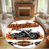 Harley Davidson Print Round Rug, Washable Floor Carpet, For Entryway Dorm Laundry Room Office Study, Home Decor Birthday Christmas Gift