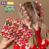 10Pcs/Set Kids Girls Christmas Hair Ties Cute Santa Claus & Reindeer Design Festive Hair Accessories Holiday Parties Decorations