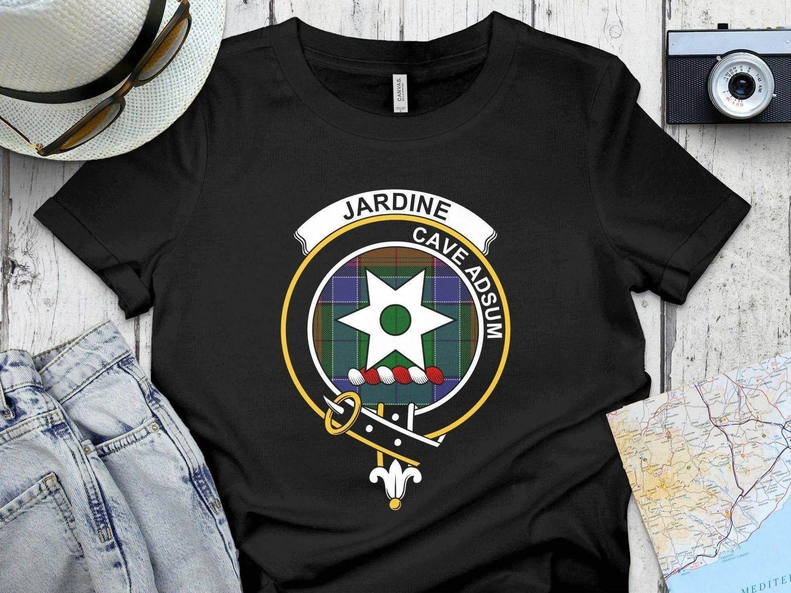 Clan Jardine Crest Tartan T-Shirt & Sweatshirt – Cave Adsum M