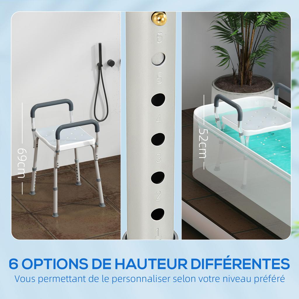 57-69cm Aluminium Frame Bath Seat - Light Blue