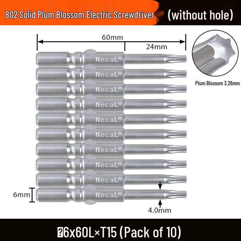 Nigao 802 Plum Blossom S2 Star-shaped Electric Screwdriver Bit, 6mm Round Shank with Magnet