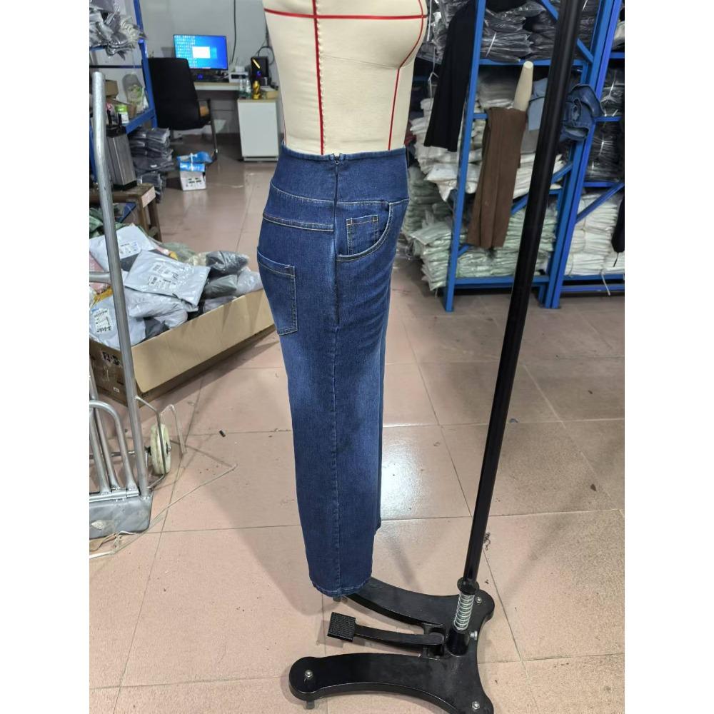 Women Baggy Jeans Streetwear High Waist Wide Leg Denim Pants Retro Elastic Waist Blue Loose Female Trousers