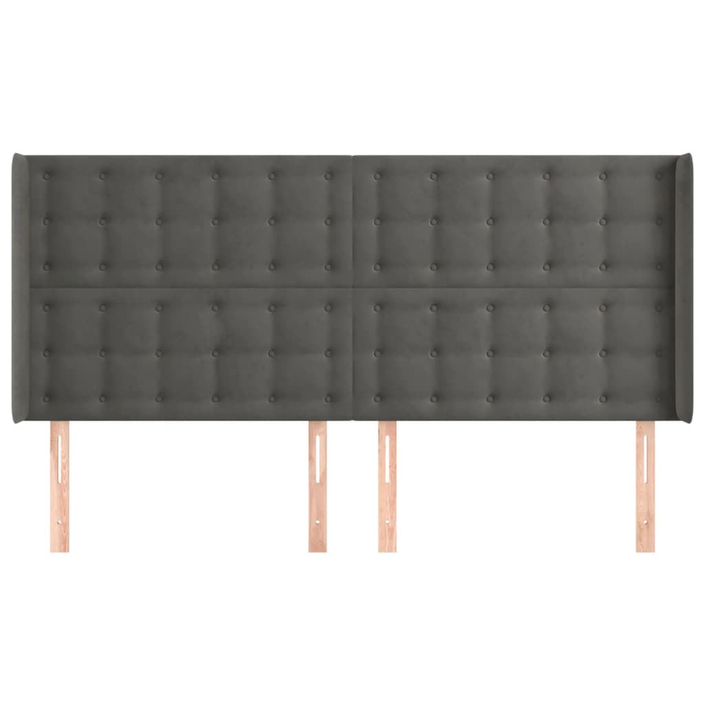 vidaXL Kopfteil mit Ohren Dunkelgrau 163x16x118/128 cm Samt