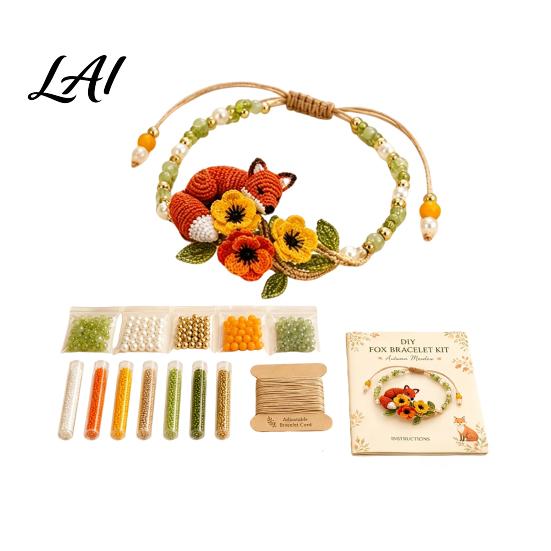 Bead Embroidery Craft Set DIY Beaded Bracelet Making Kit Beginner-Friendly Animal Unique Jewelry Crafting Beadwork for Adults Lovers Weaving