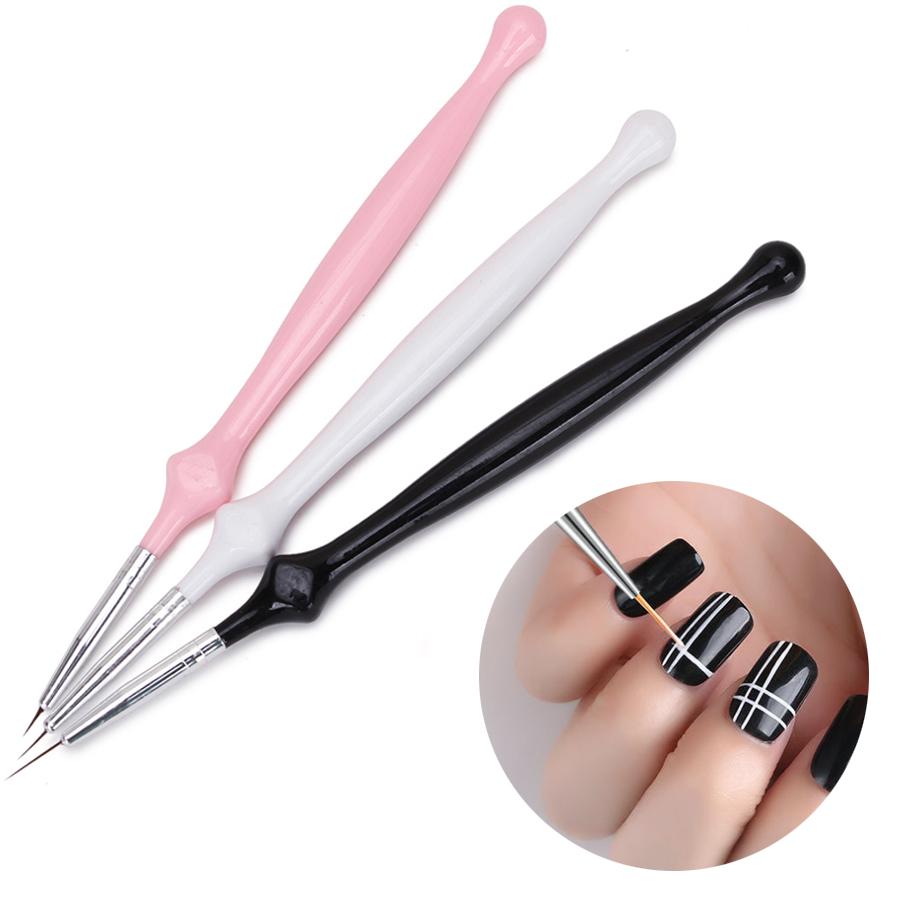 3Pcs Nail Art Brushes Set, Liner Striping Fine Detail Drawing Brush with Gourd-Shaped Handle for Acrylic & Gel Nail Design