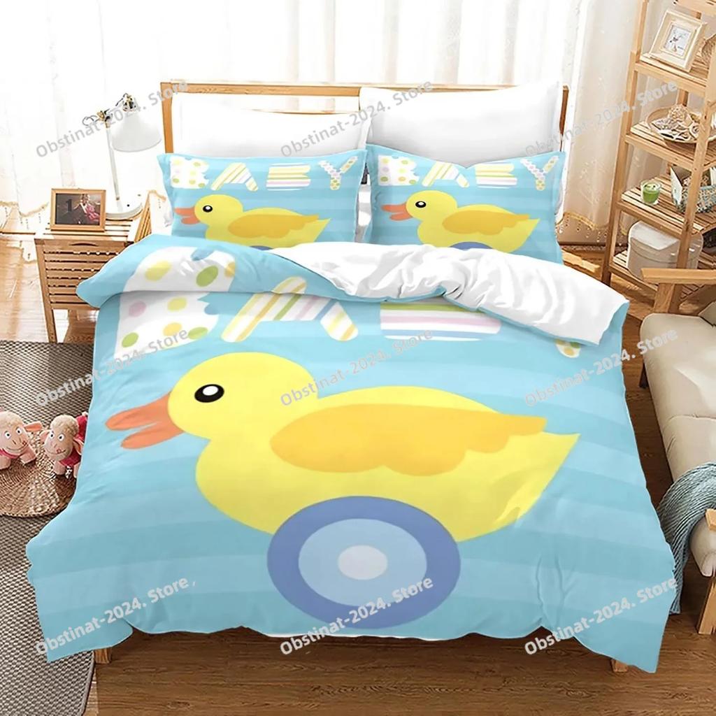 Top Cute Yellow duck Bedding Set Single Twin Full Queen King Size Little duck Bed Set For Aldult Kid Bedroom Duvetcover Sets